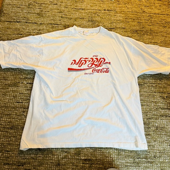 90s VTG COCA COLA Hebrew Arabic Logo T Shirt Made USA XXL White Red Gray Rare - Picture 2 of 7